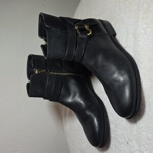 Sperry Ankle Black Ladies 7 Clinton Zipper Boots and White 100 % Leather Guc